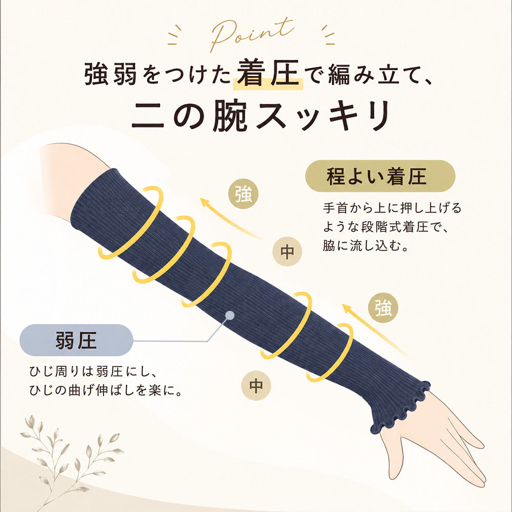 Ja-vie (ジャヴィ) 綿混 着圧アームカバー｜日差しから守ってすっきり美しく　UVカット 冷え対策｜ totonowa セレクト［送料無料］