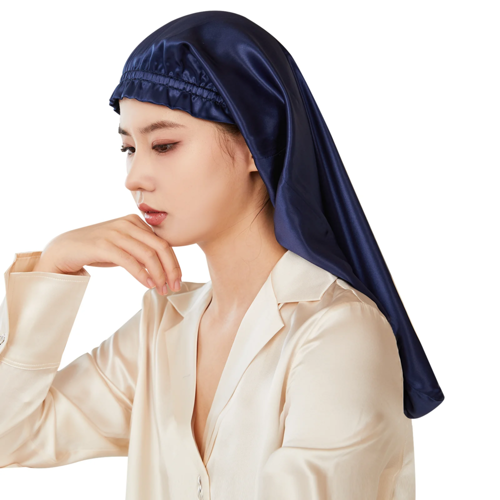 シルク 100% ナイトキャップ 56cm (ロングヘア用) シャンパン / ローズゴールド / ネイビー｜totonowa セレクト［送料無料］